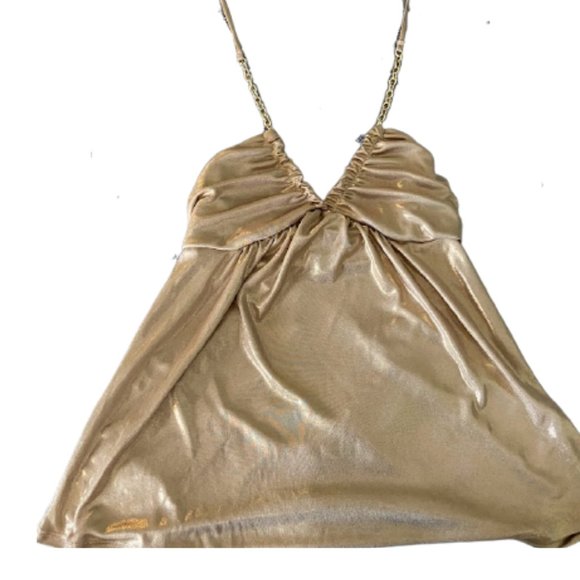 Express Gold Halter Top XS - Picture 1 of 3